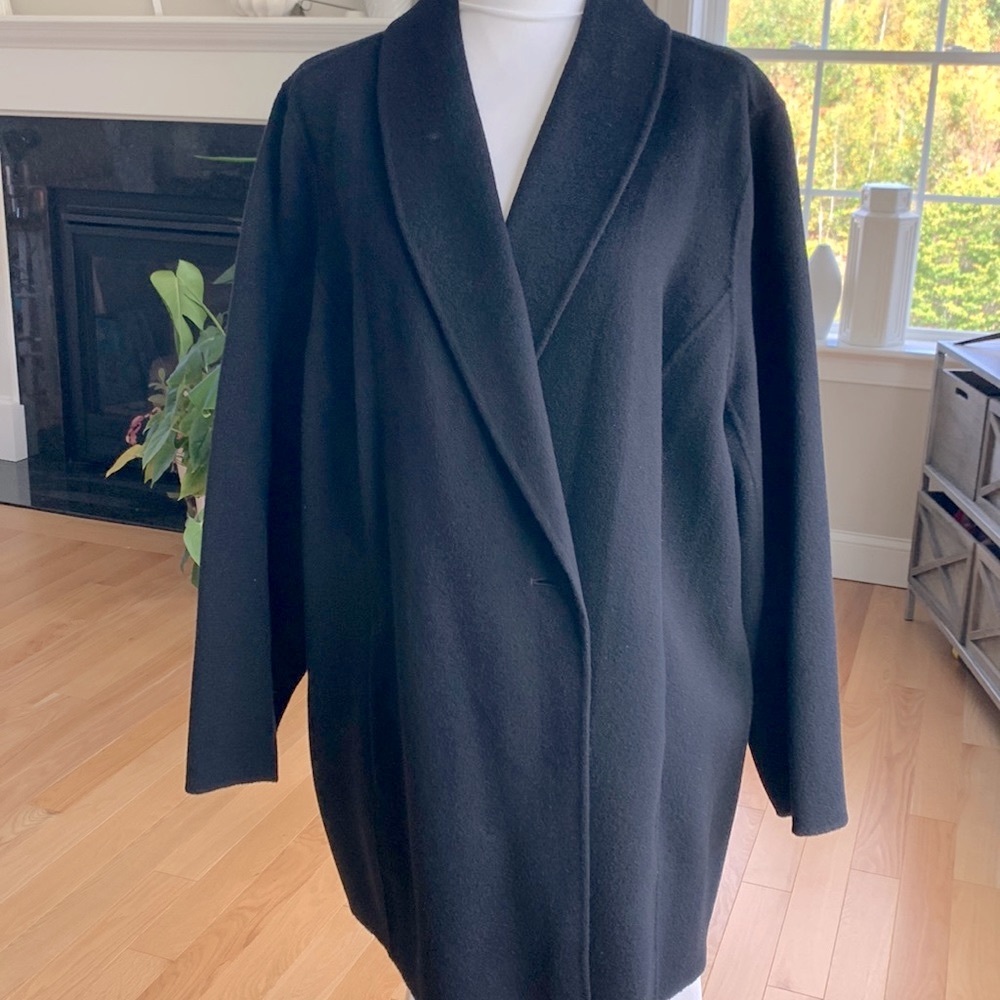 Double-face wool blazer/coat. Black. Plus 22W & 24W Classic Preppy